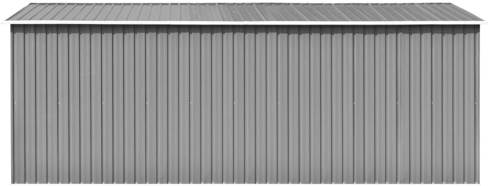 Abri de jardin métal gris - 257x489x181 cm, robuste, 105.6KG