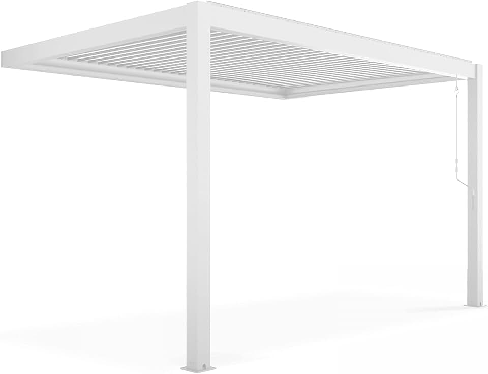 jardinite - Pergola bioclimatique adossée - 3x4 m - aluminium blanc