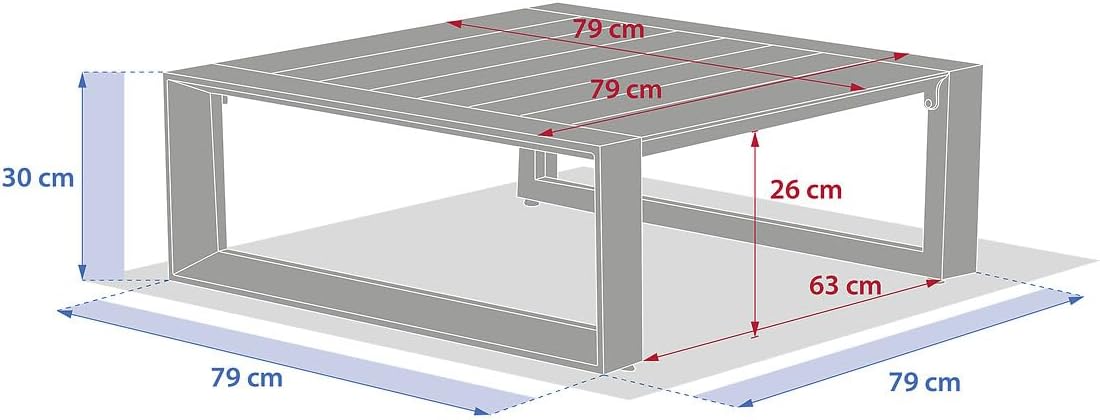 jardinite - Allure table basse jardin 79x79x30 cm - aluminium époxy
