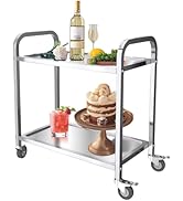 jardinite Chariot de Service INOX Service desserte de Cuisine à roulettes avec roulettes, 2 étagère...
