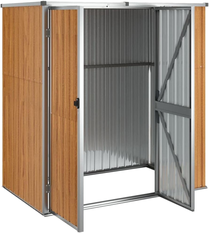 Abri à Outils de Jardin - marron - 161x89x161 cm - acier galvanisé, robuste