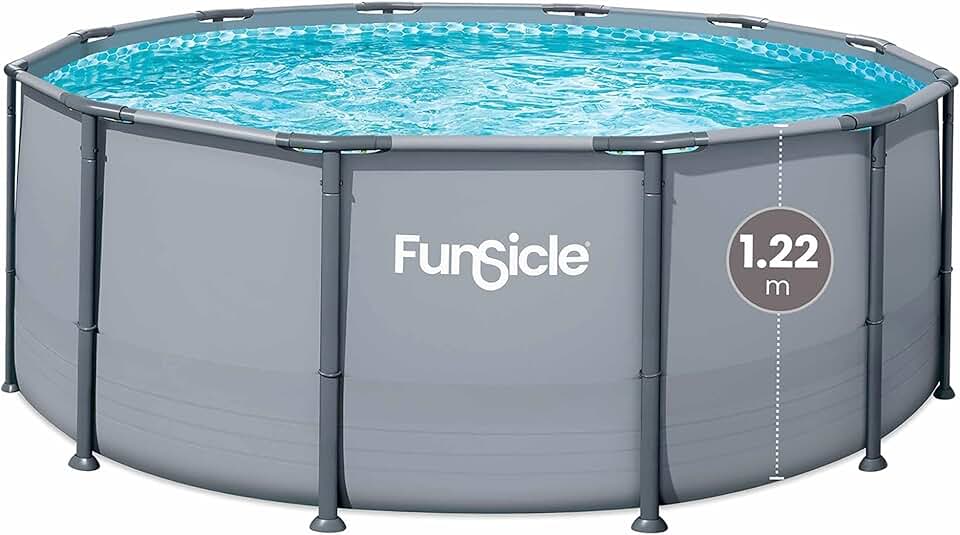 jardinite Piscine Tubulaire Ronde Grise Ø3,66m x h1,22m