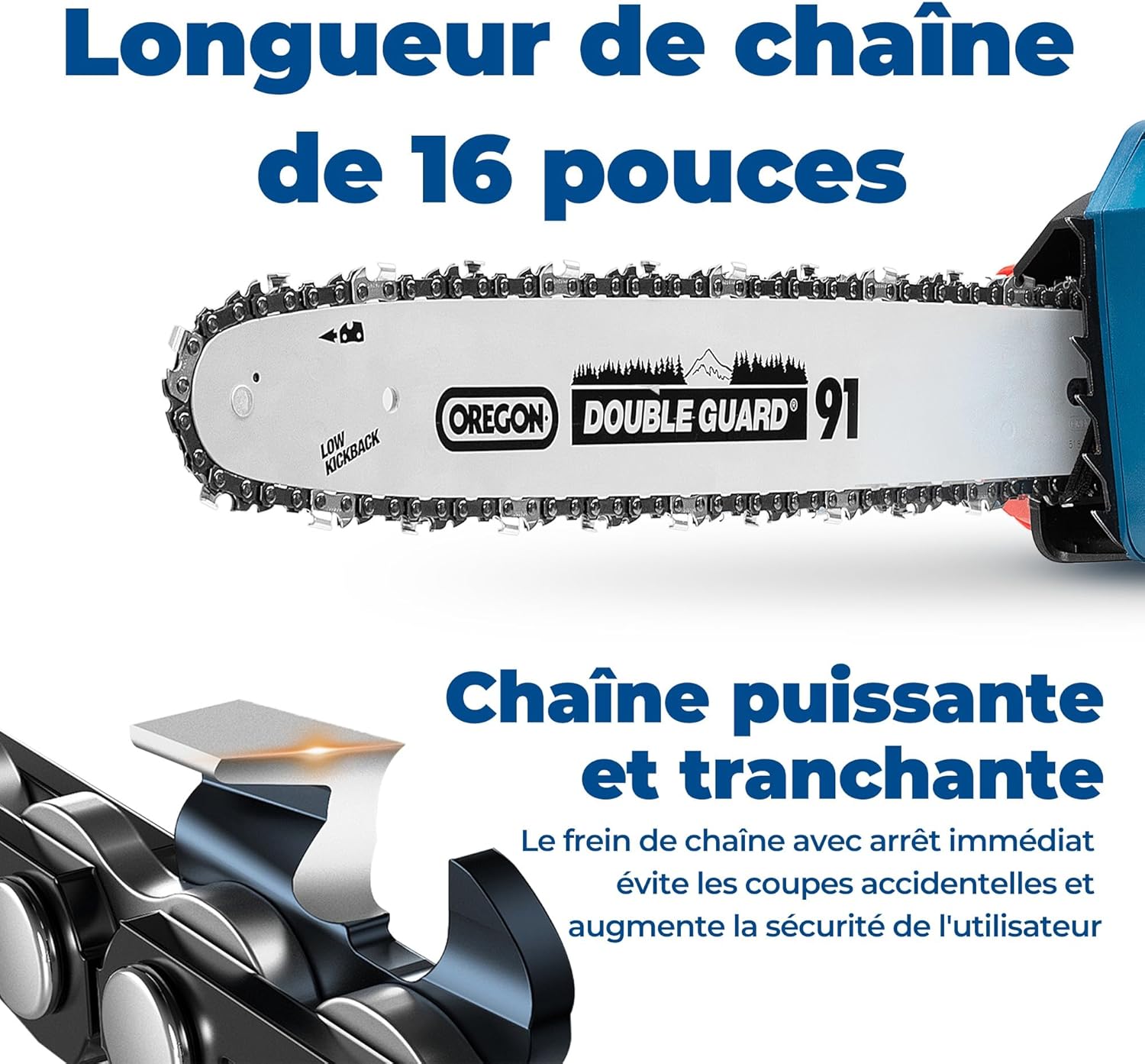 jardinite - Tronçonneuse sans fil 40V - 38 cm - Moteur brushless, 2 batteries 4 Ah