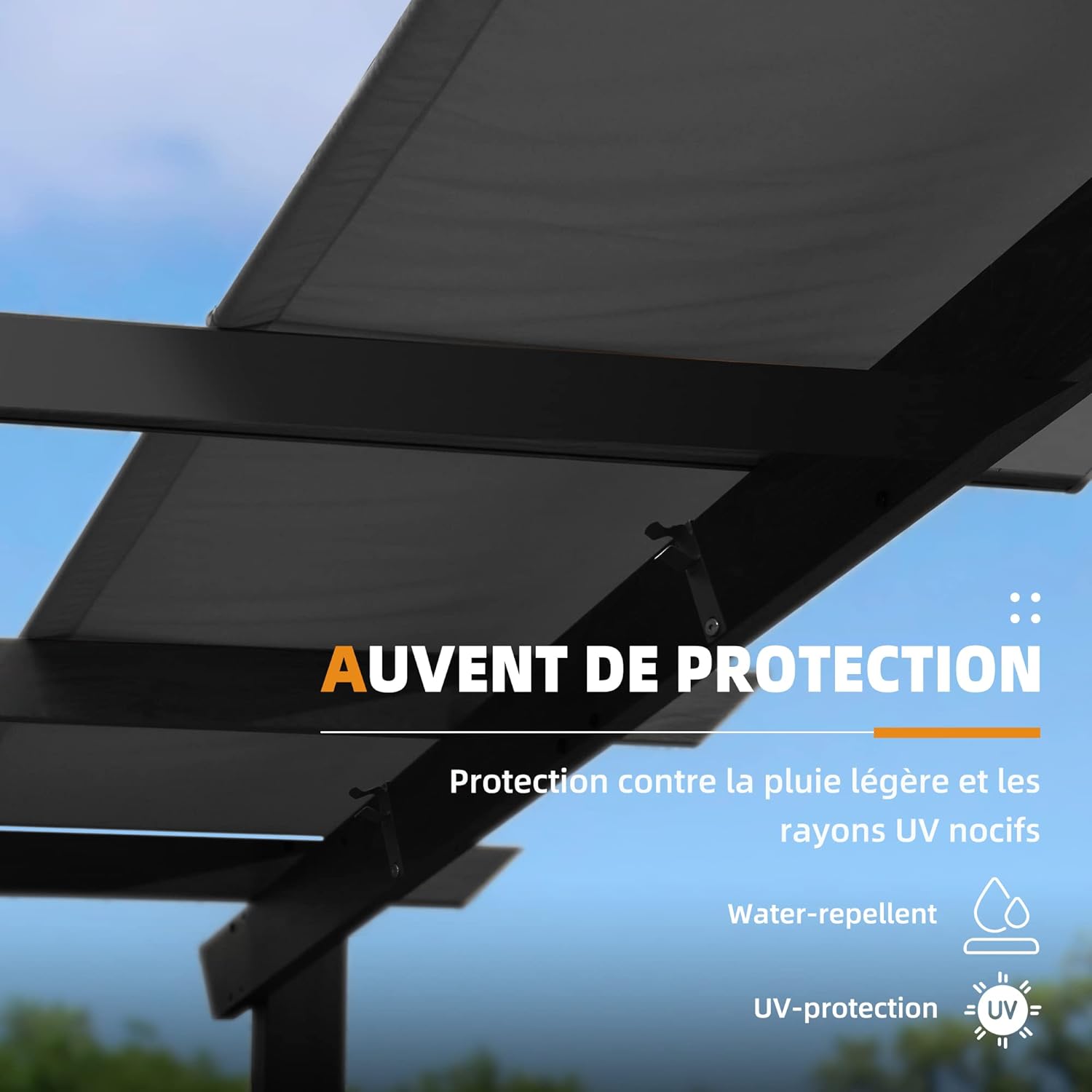 jardinite – pergola aluminium – 4x3m – toit rétractable, éclairage intégré