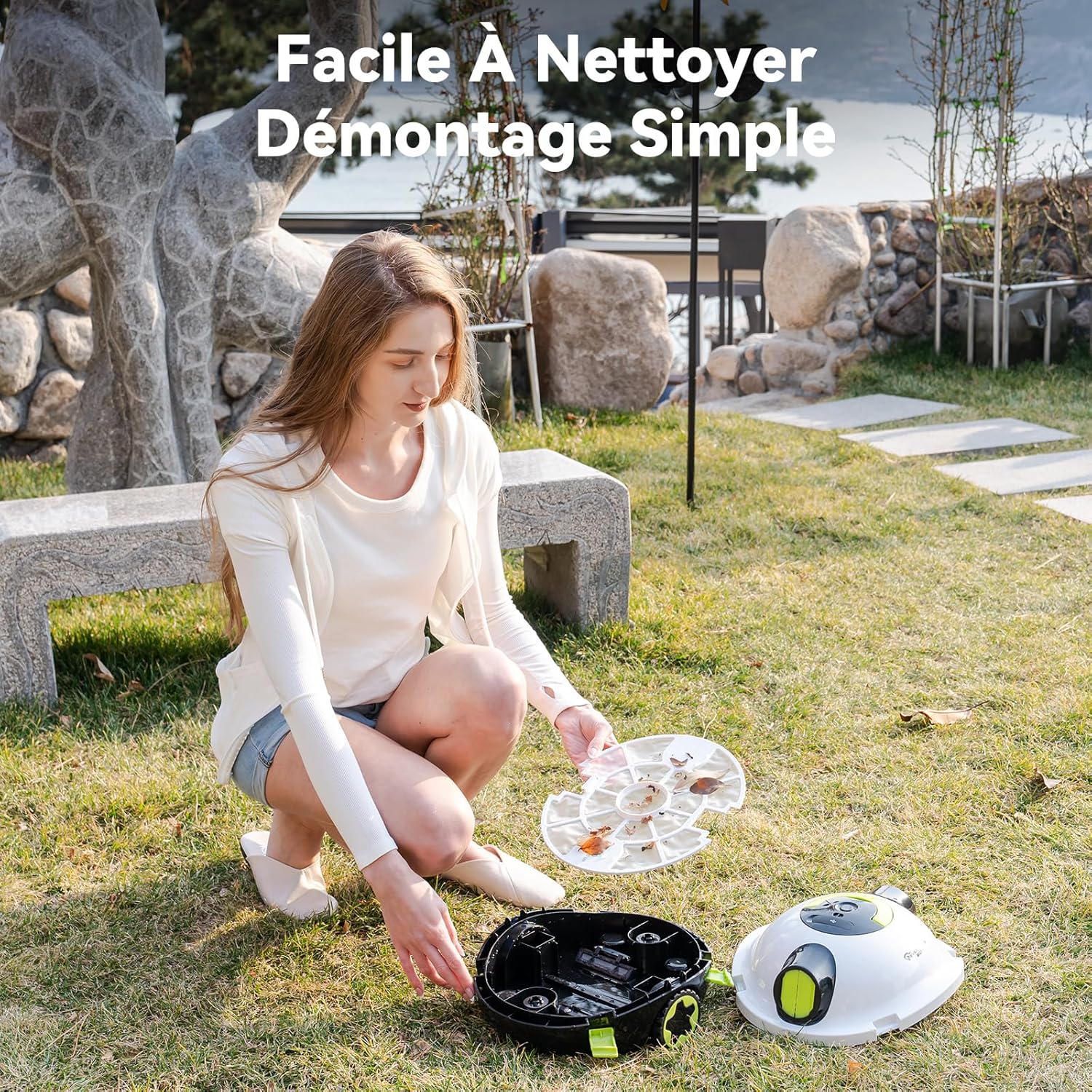 Y10 Robot Piscine, Robot Piscine sans Fil pour Le Nettoyage des Sols, Robot pour Piscines Hors Sol 100Min &120㎡, Stationnement Automatique, Robot Aspirateur Piscine Filtre 180μm (Blanc)