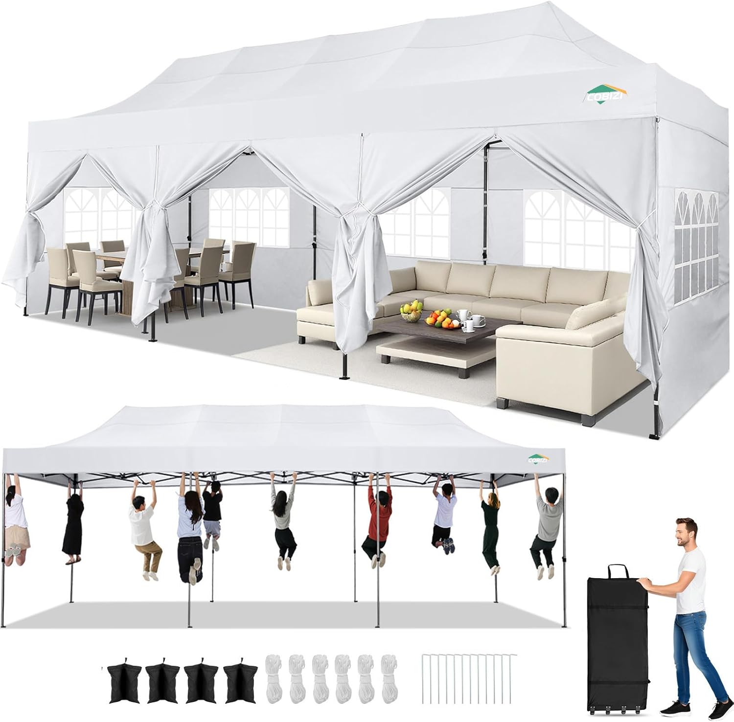 TOOLUCK - Tente pop-up robuste 3 x 76 cm, UPF50+, imperméable, sac à roulettes