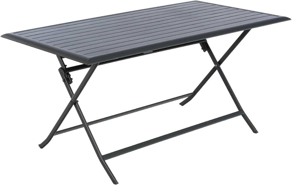 jardinite - Azua table de jardin pliante 6 places, aluminium gris