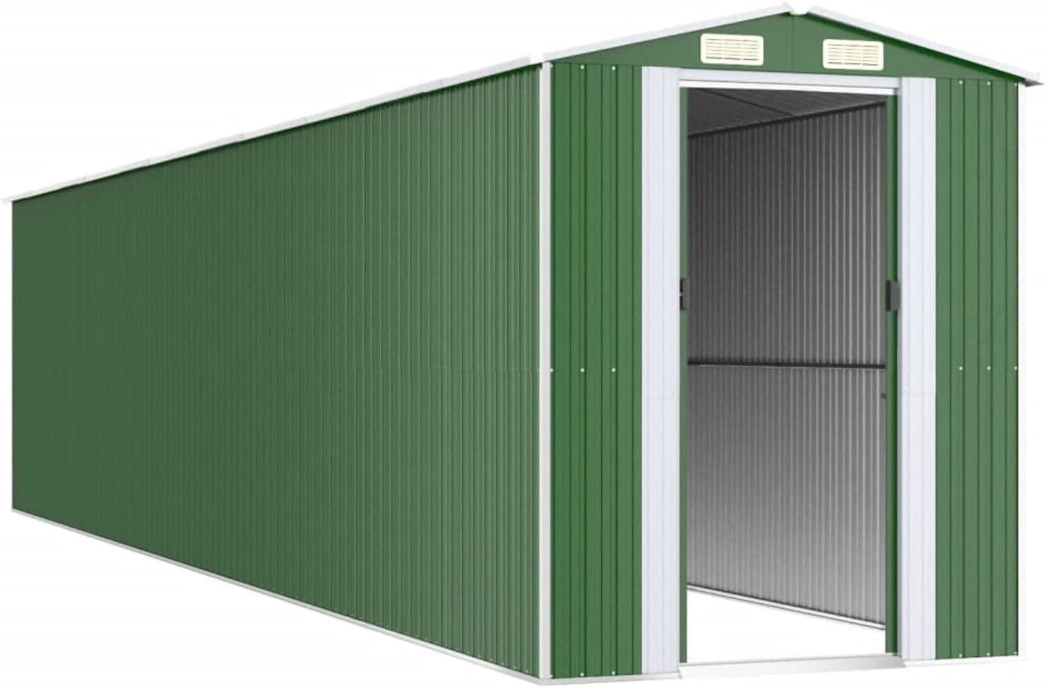Abri de jardin - acier galvanisé vert - 192x938x223 cm - extérieur