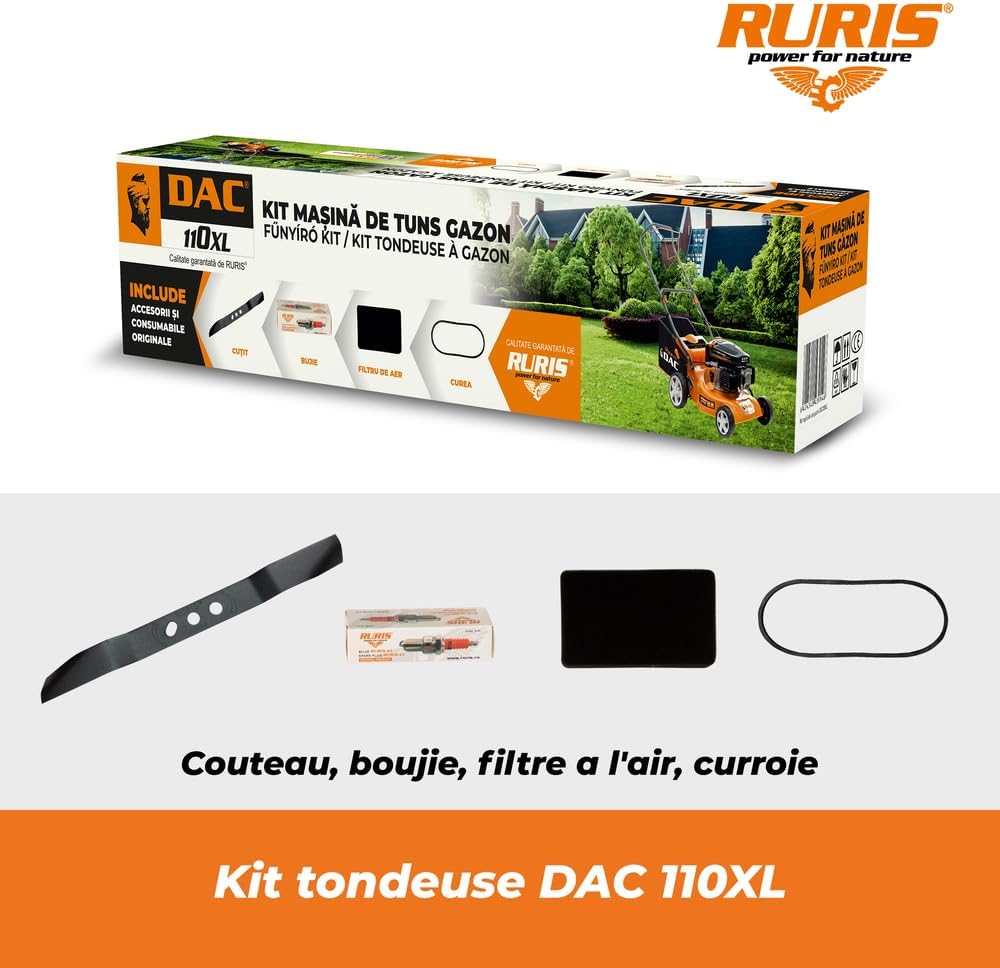 RURIS - tondeuse thermique série DAC - 400mm, 45L, 2,5CV, autopropulsée - DAC110XL