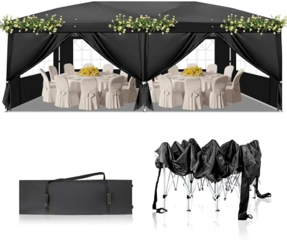 jardinite - Tonnelle pliante série jardin - 3x6m - imperméable, installation rapide, sac inclus.