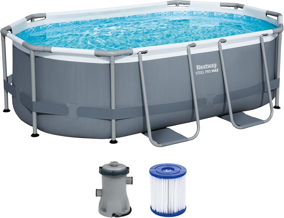 jardinite - Steel Pro Max piscine hors sol, 305x200x84cm, gris
