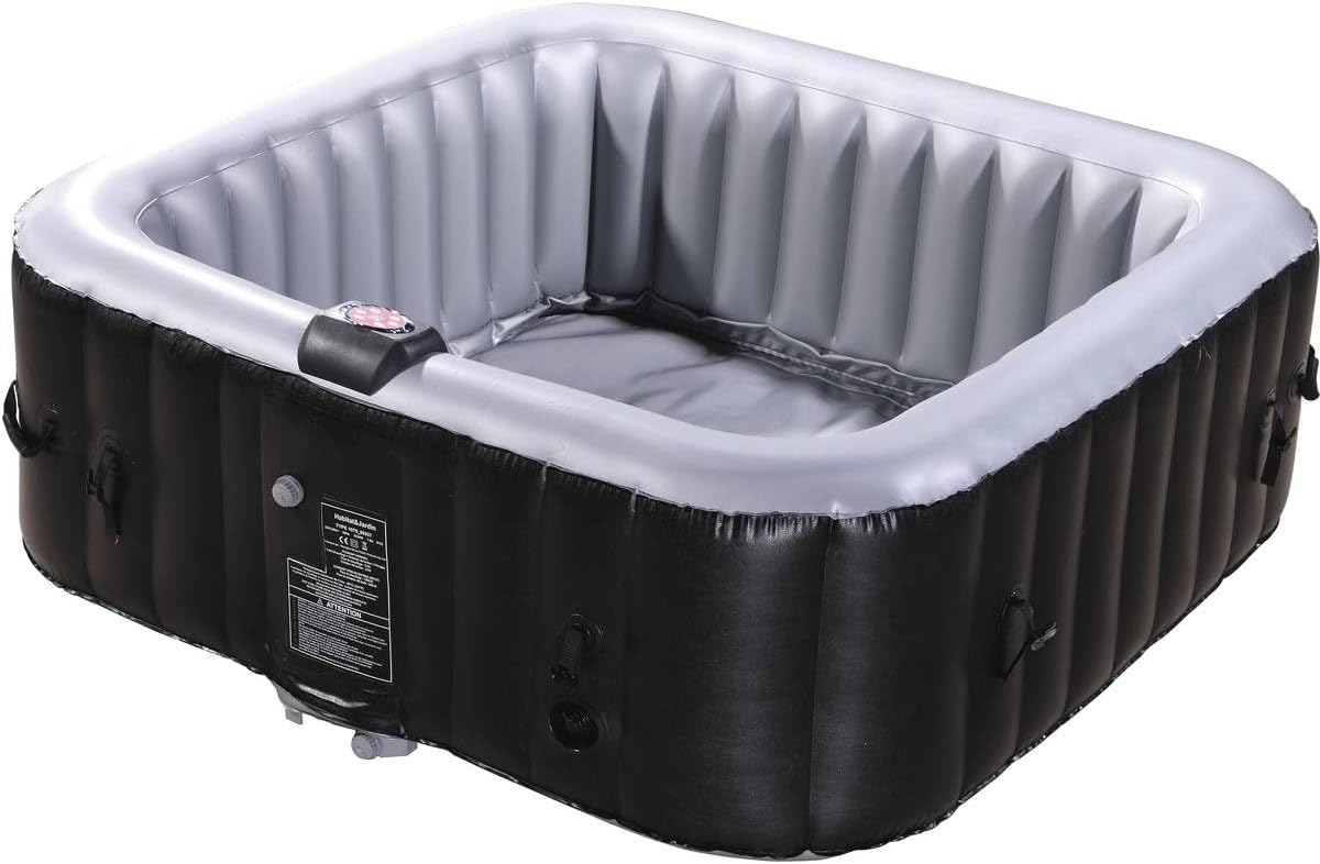 Spa gonflable - 6 places, PVC, gris/noir, dimensions généreuses