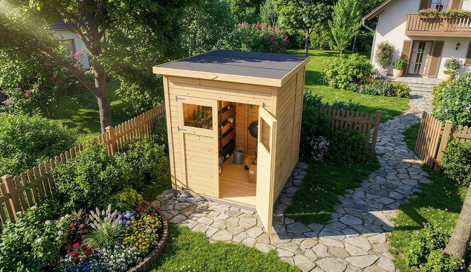 Cabane à Outils Mollie en Bois de la Marque Carlsson | Remise à Outils | abri de Jardin Exterieur | carré, Construction en Panneaux préfabriqués, cabane de Jardin, Toit monopente, épaisseur de la p