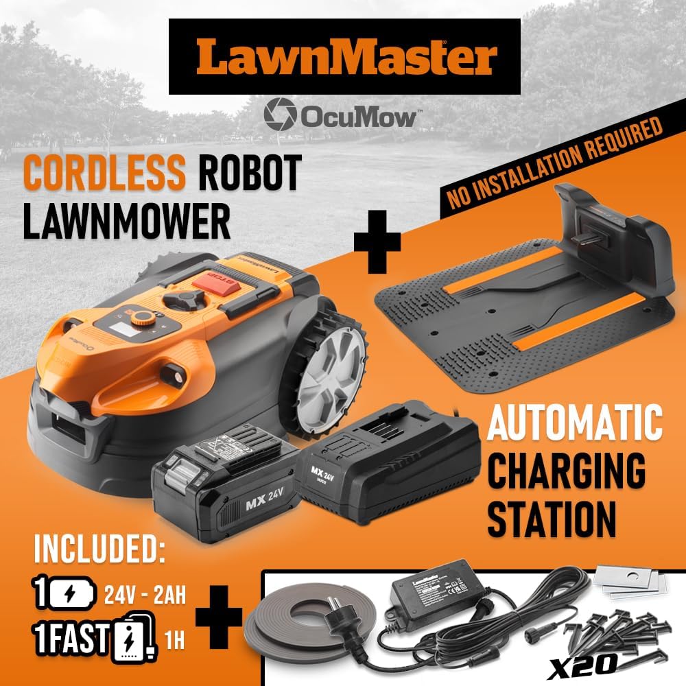Robot Tondeuse Autonome 24V - 500m² - sans fil, station de charge