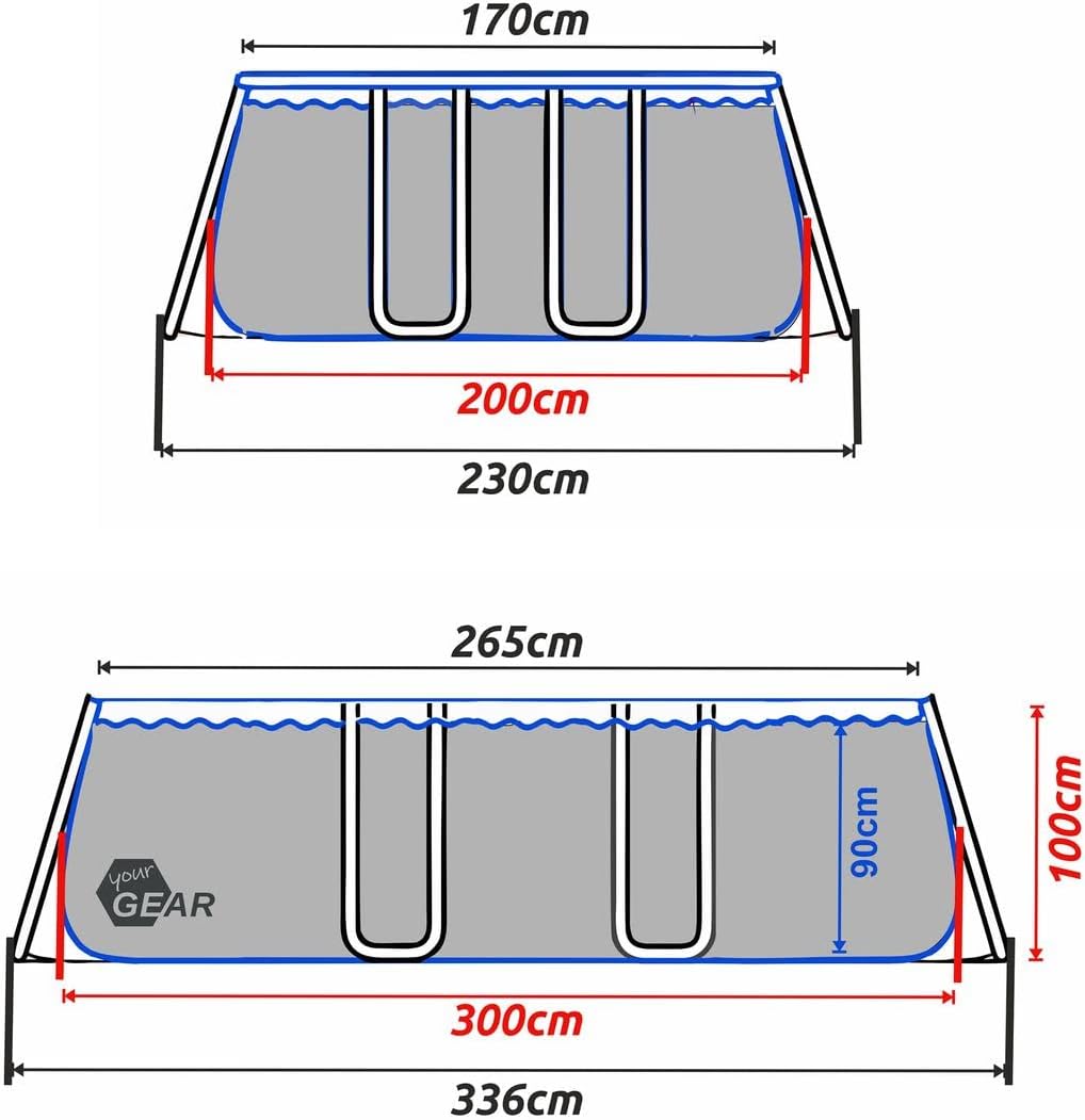 yourGEAR - Piscine familiale XL - 3x2x1m - Acier, skimmer, jardin
