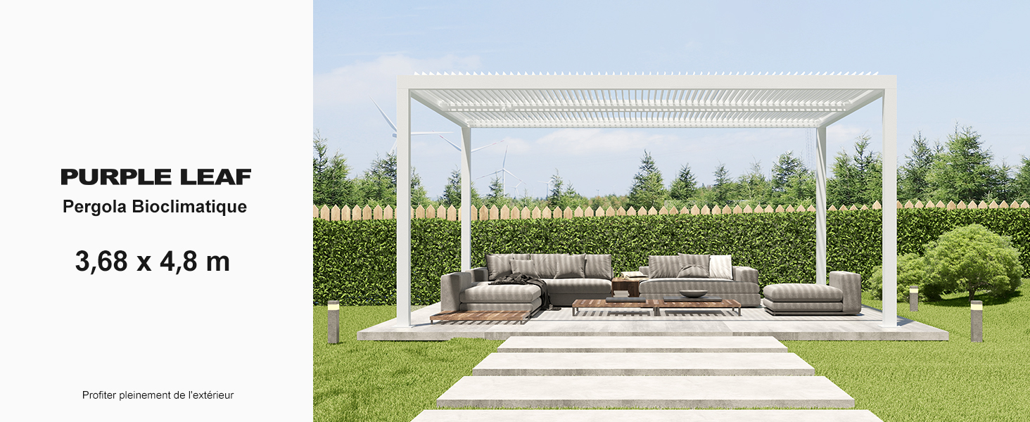 Tonnelle de Jardin, Toit à Lames, Pavillon Autoportante pour Terrasse