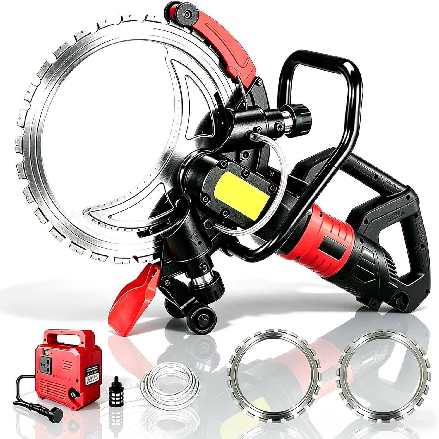 Scie Annulaire Électrique à Béton 9500W avec Pompe à Eau & 2 Lame Diamant 410mm, Scie à Anneau pour Béton, Pierre, Brique, Tuile, Coupe Humide Professionnelle, Moteur Sans Balais