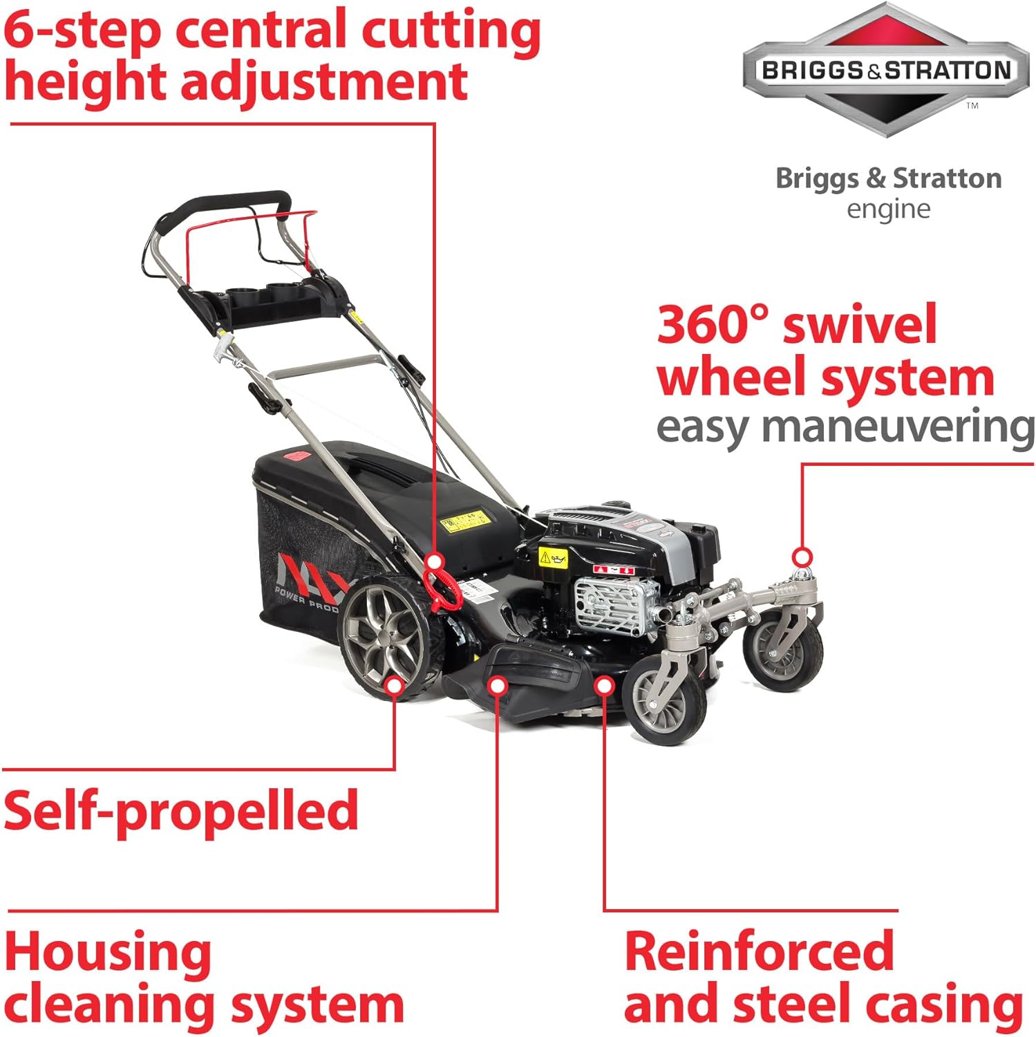 NAX - 4000S Briggs & Stratton 875EXi - 51 cm - 75L - roues pivotantes