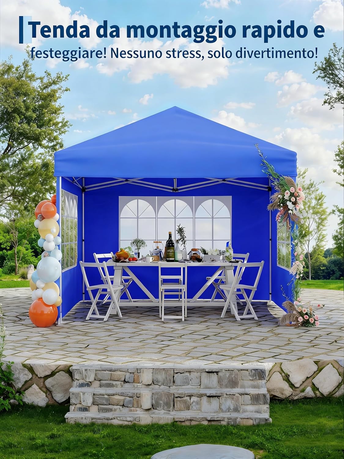 Gravee - tonnelle pliante série pop-up - 3x3m - imperméable, anti-UV, parois latérales