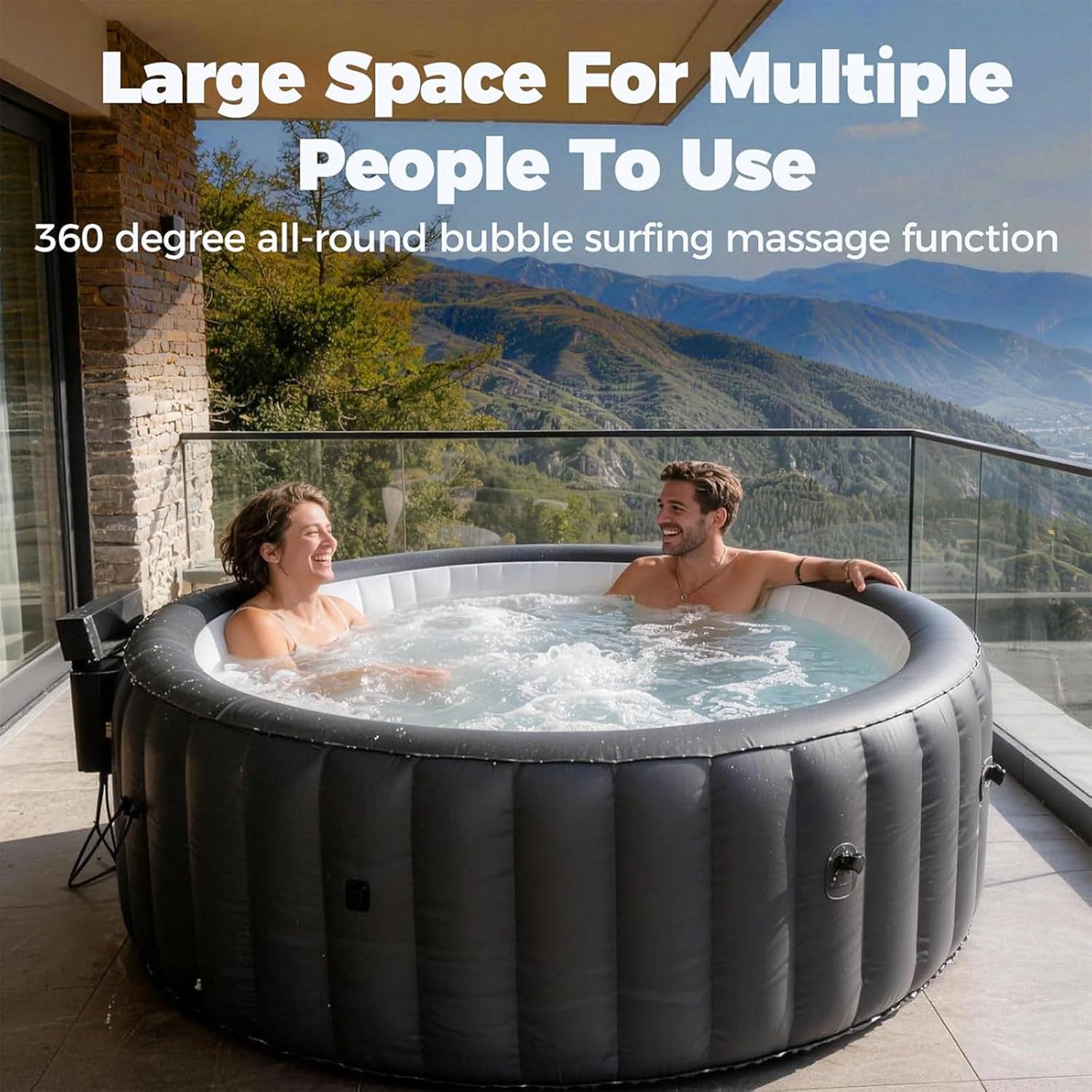 Spa gonflable 3-4 pers - 180cm - 150 jets, panneau contrôle, 42°C