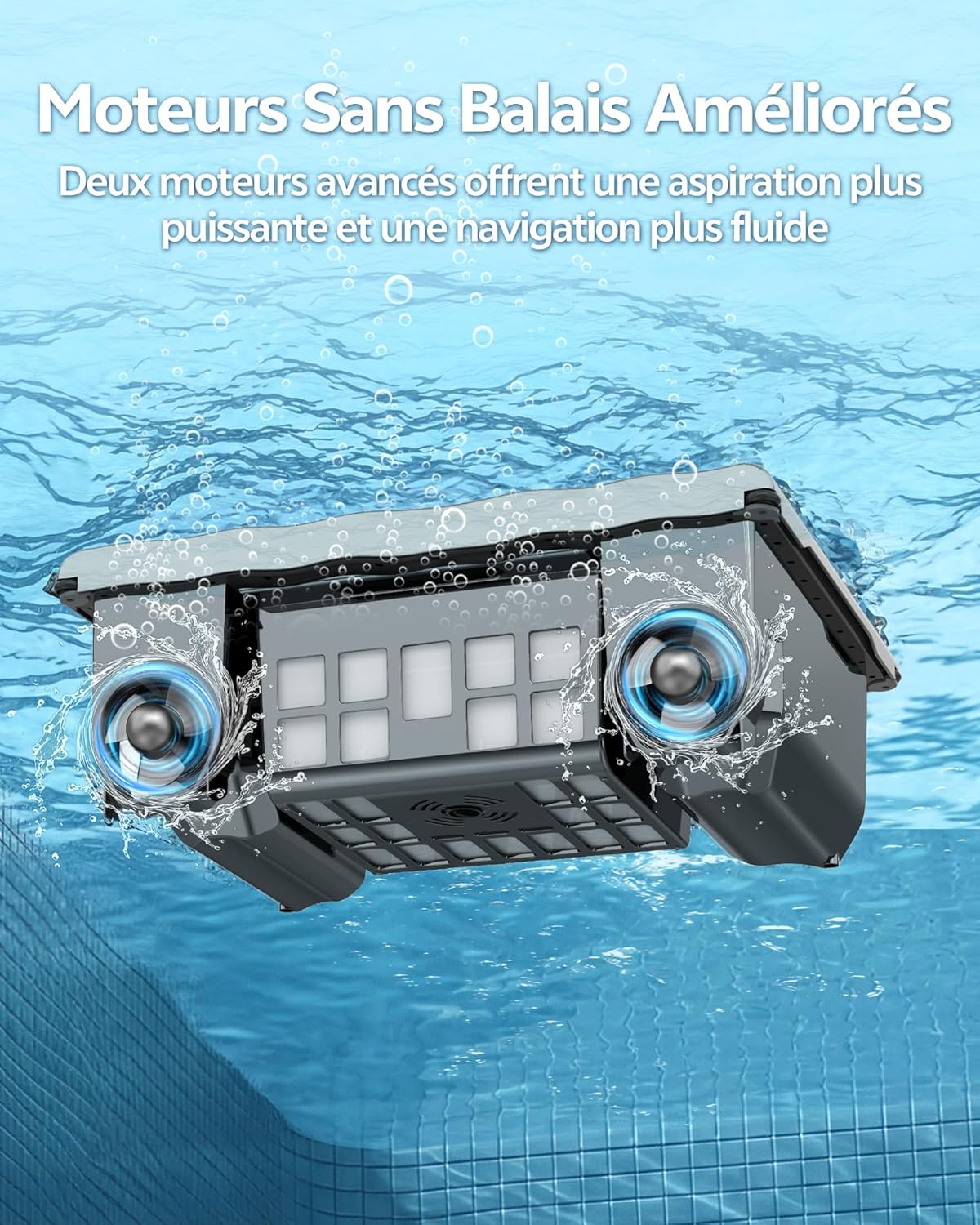 T1B Robot Nettoyeur Skimmer Solaire Robot de Surface Piscine, avec Nettoyage 24h/7, Double Modes de Recharge, Retour Automatique à la Base, adapté aux piscines Enterrées et Hors Sol (Gris)