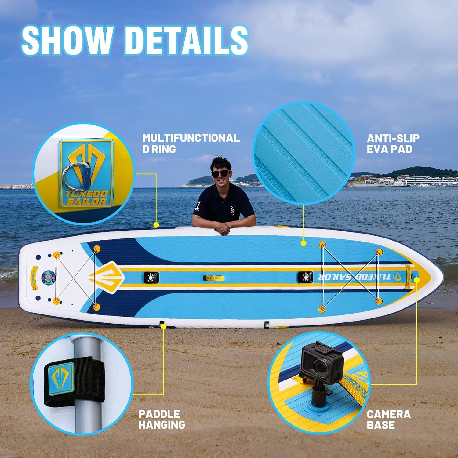 jardinite - Paddle gonflable adulte - sup 320x80x15cm - planche stable, accessoires complets
