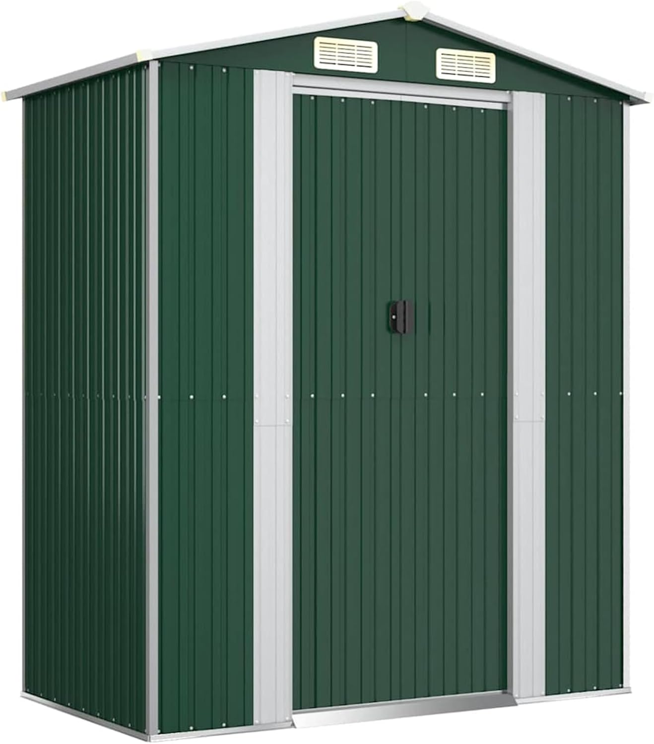Abri de jardin acier galvanisé vert, 192x108x223cm, extérieur