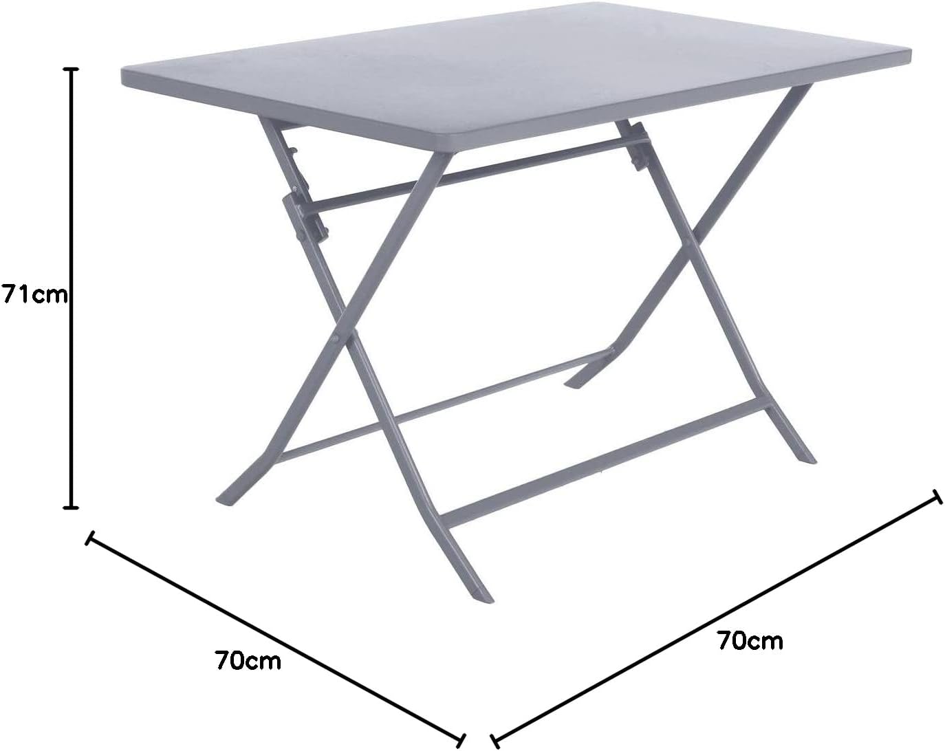 jardinite - Greensboro - 4 places - table pliante acier antirouille, quartz