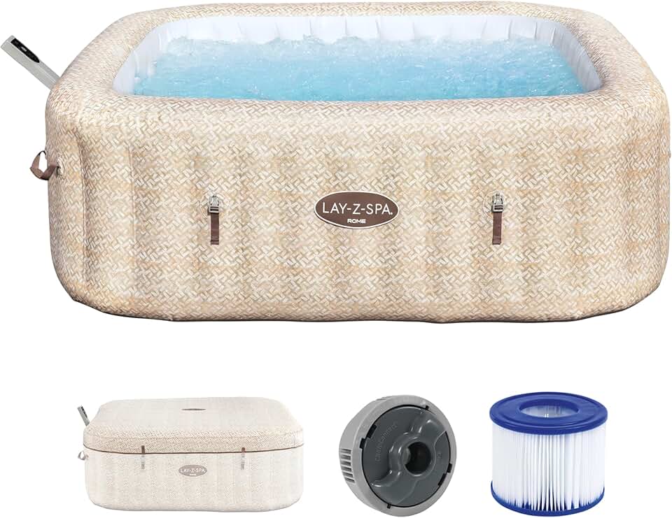 jardinite - Rome MaxHold EnergySense UltraFit - 2.01x2.01x0.71m - spa carré 7 places Sable Marbre Smart AirJet - 79