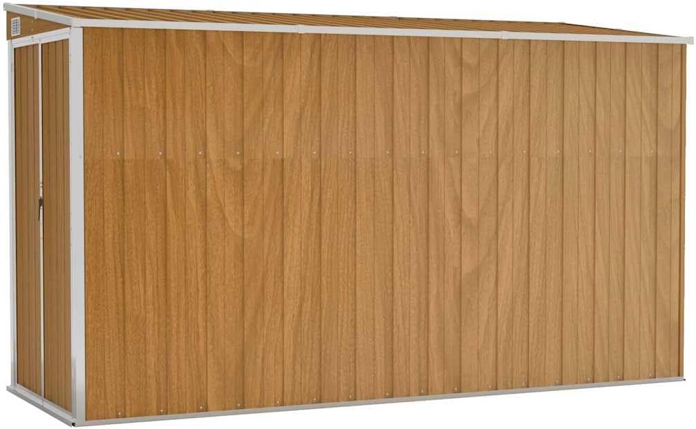 Abri de jardin mural - acier galvanisé marron - 118x288x178 cm - structure robuste - 316228