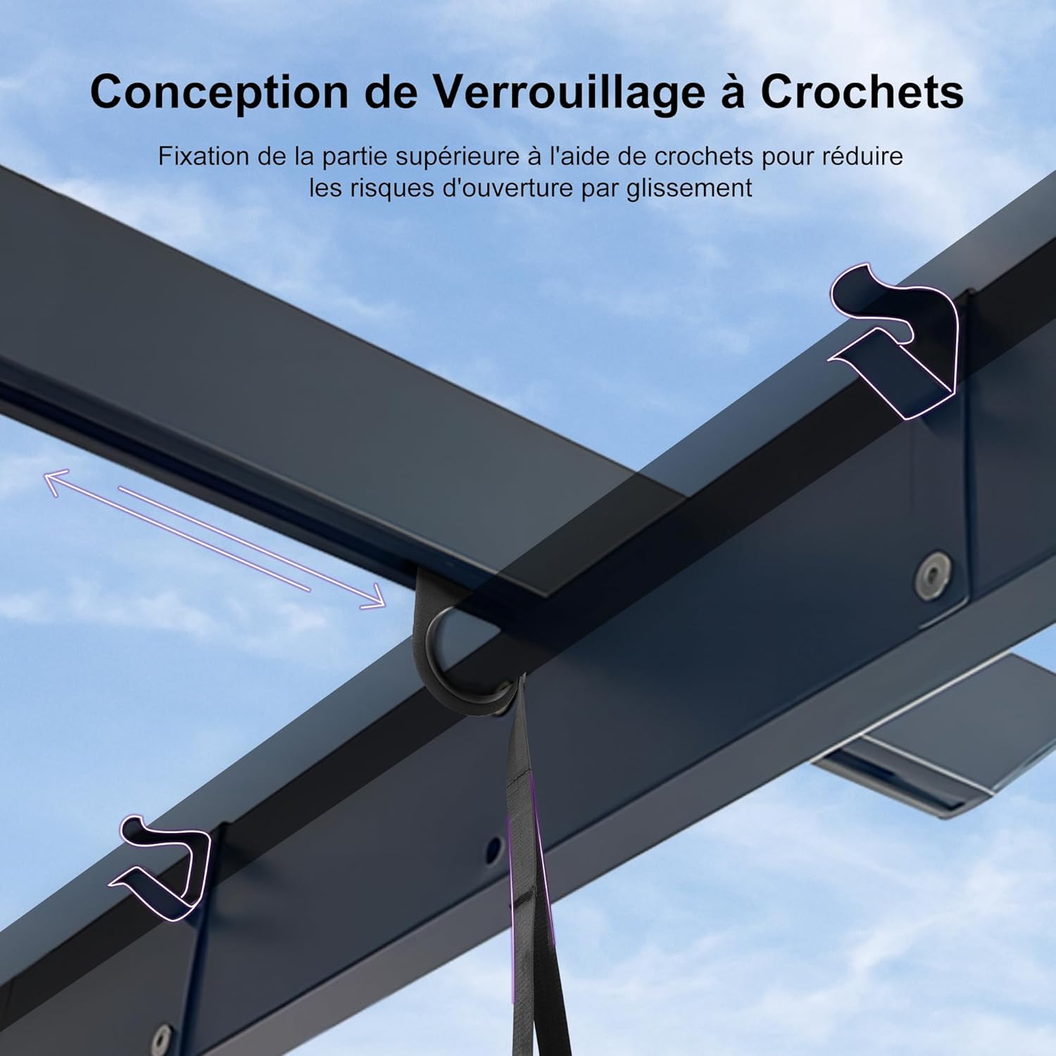 jardinite - Pergola aluminium série - 4x3m - toit rétractable, imperméable, gris