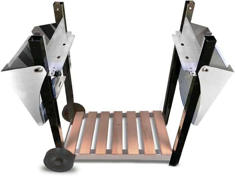 jardinite - Chariot plancha Aquitaine Pro - inox/bois, roulettes, dessertes latérales - 8477