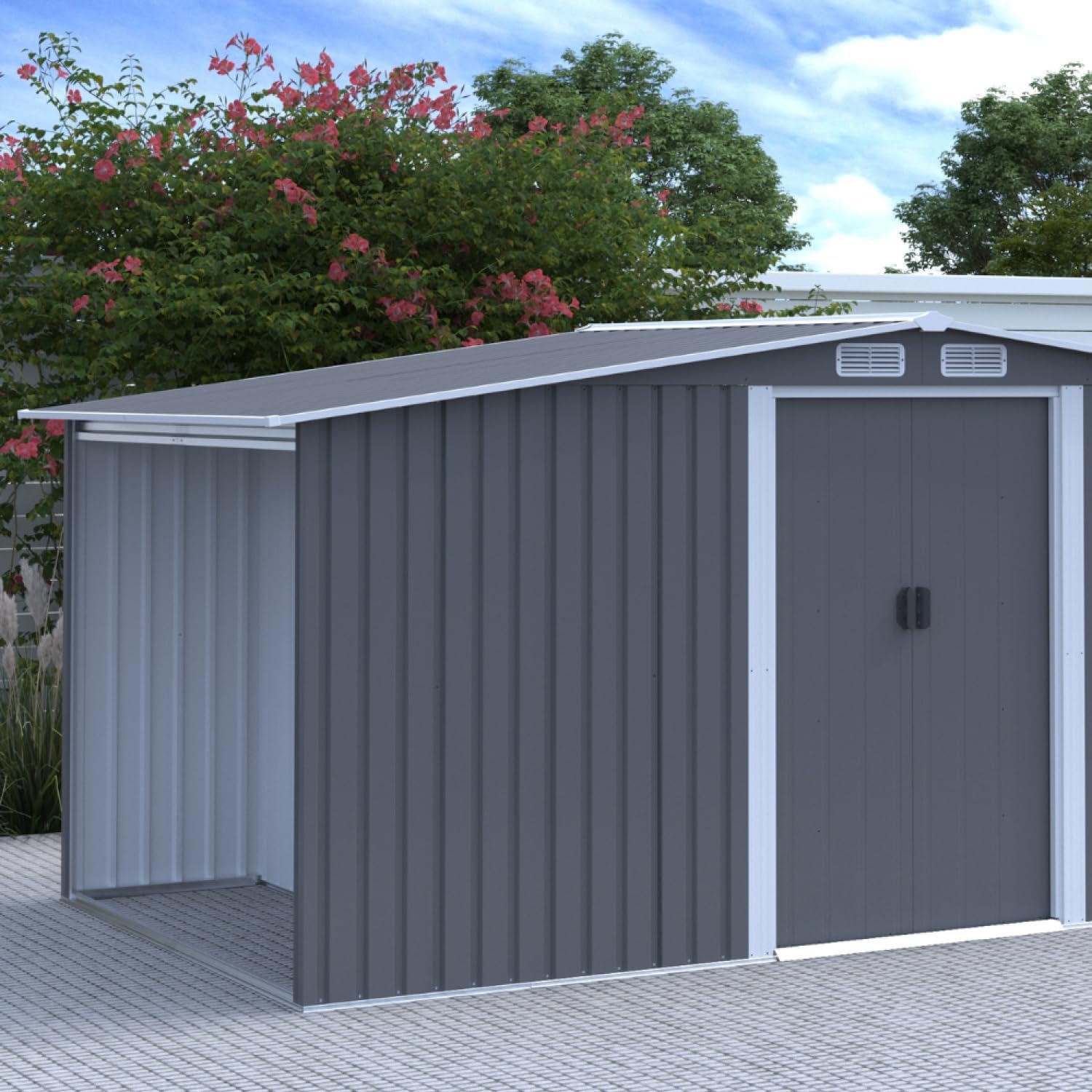 jardinite - Vosges - abri jardin 6.87m² métal robuste, abri bûches