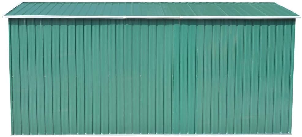 Abri de jardin métal - 257x392x181 cm - structure robuste, vert
