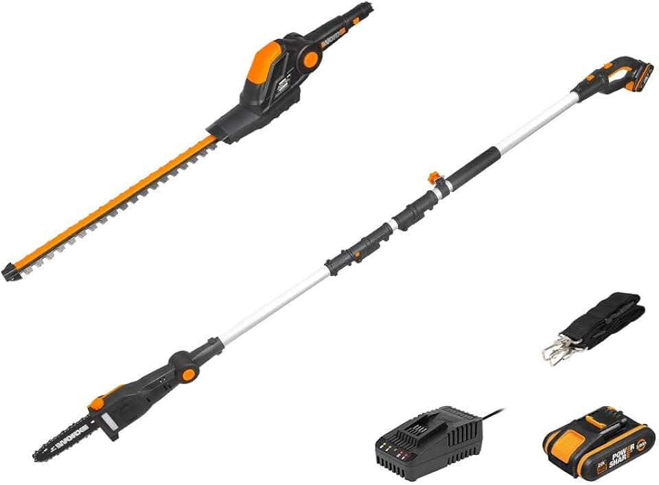 jardinite - Set WG908E - taille-haie 45cm & élagueuse 20cm sur perche 1.8-2.3m WG908E