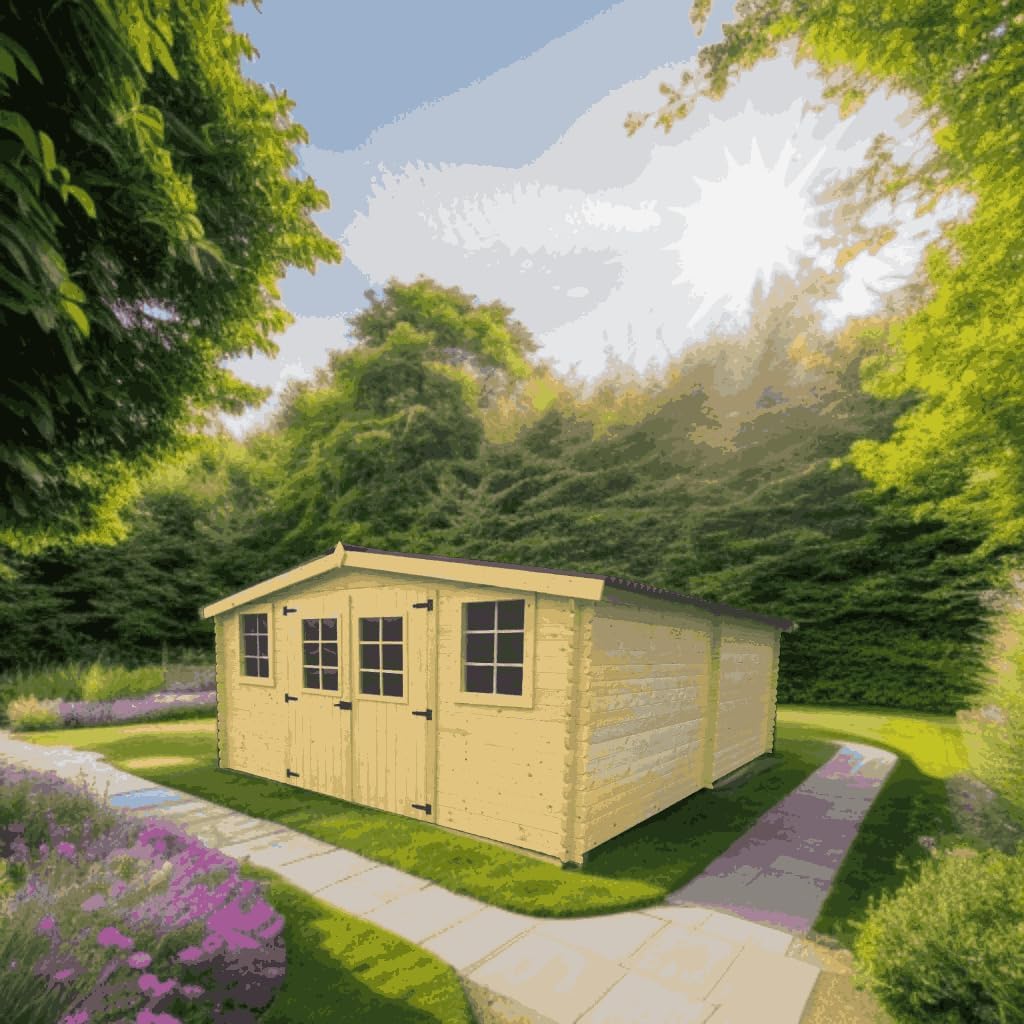 Abri de jardin bois massif - 20m², épaisseur 28mm, grande superficie