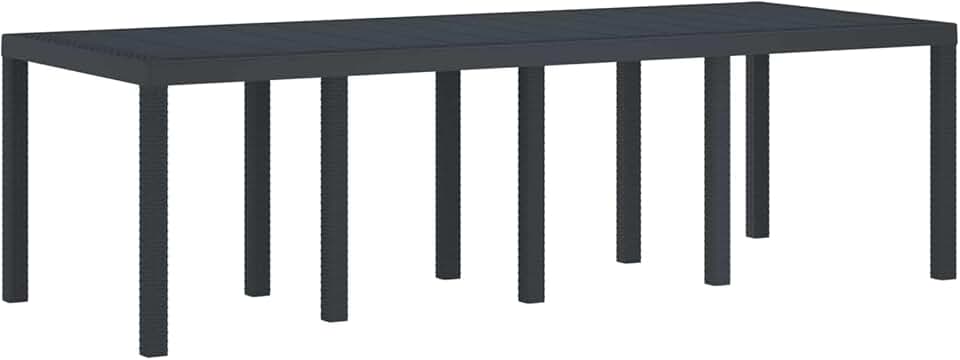 jardinite - Table de jardin rectangulaire - 250x100x73 cm - poly rotin durable anthracite