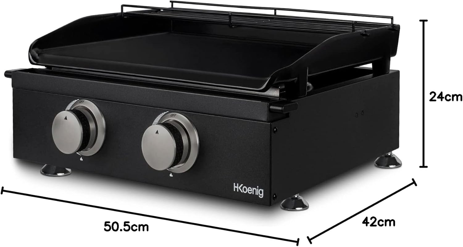 jardinite - plancha gaz 2 brûleurs - acier inox, fonte, jusqu'à 350°C - PLX1022