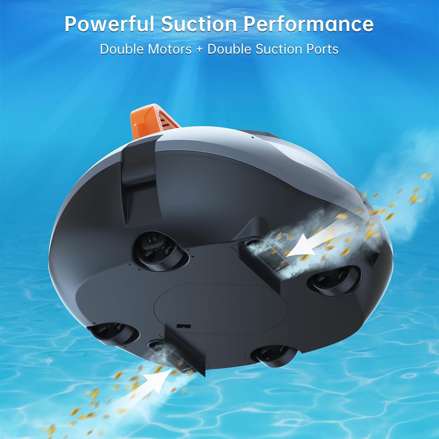 Robot piscine batterie - 120min autonomie, 80m², charge 2.5h, parking auto