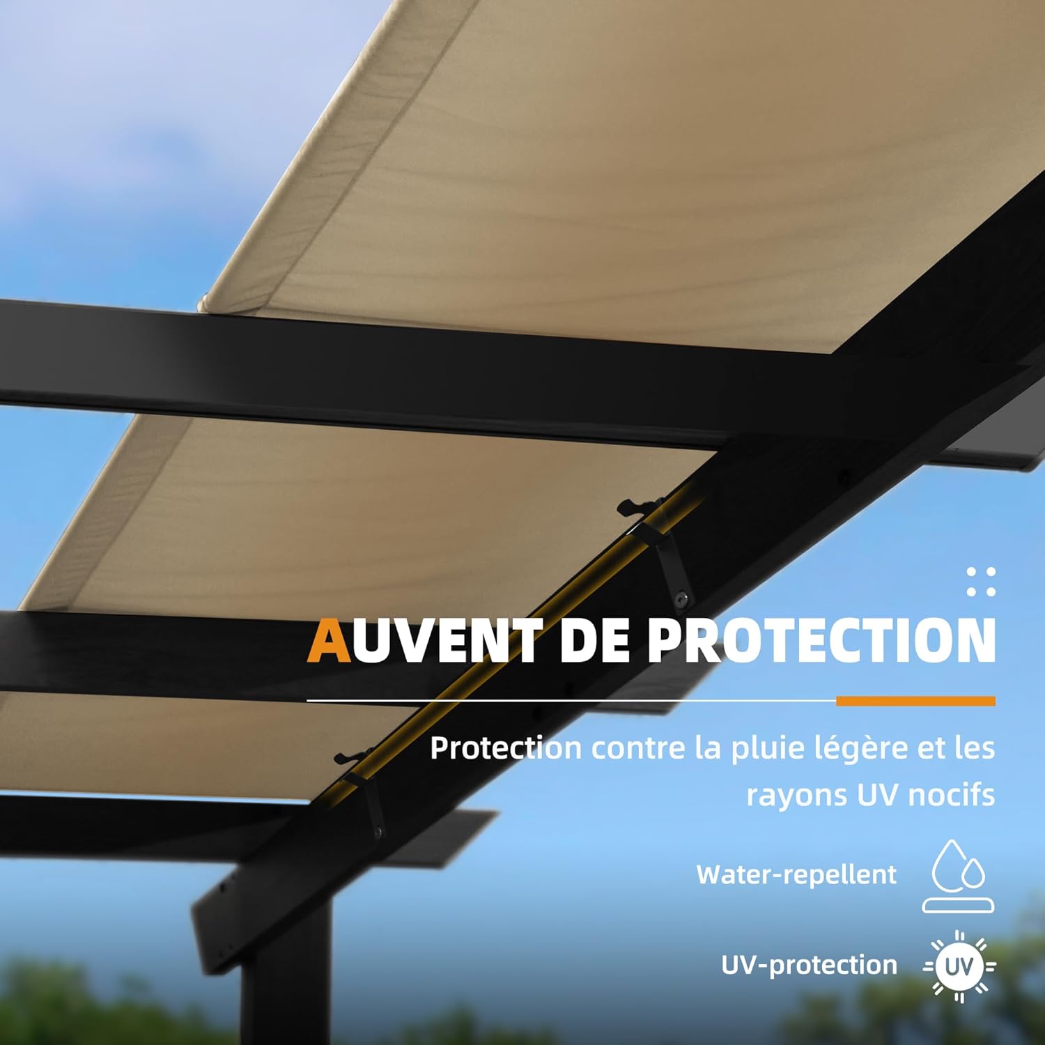 jardinite - Pergola aluminium 4x3m, toit rétractable, éclairage intégré