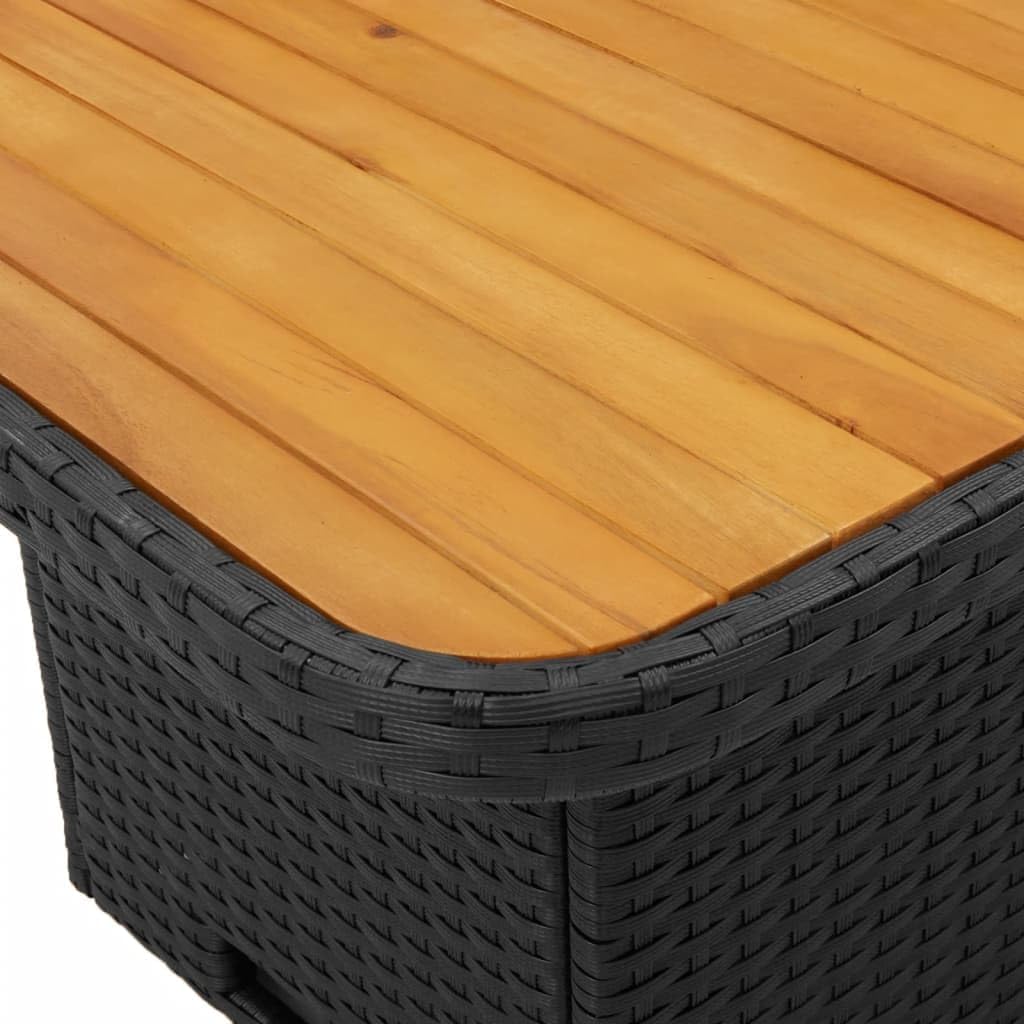 Table de jardin - 110x110x71 cm - résine tressée, bois d'acacia