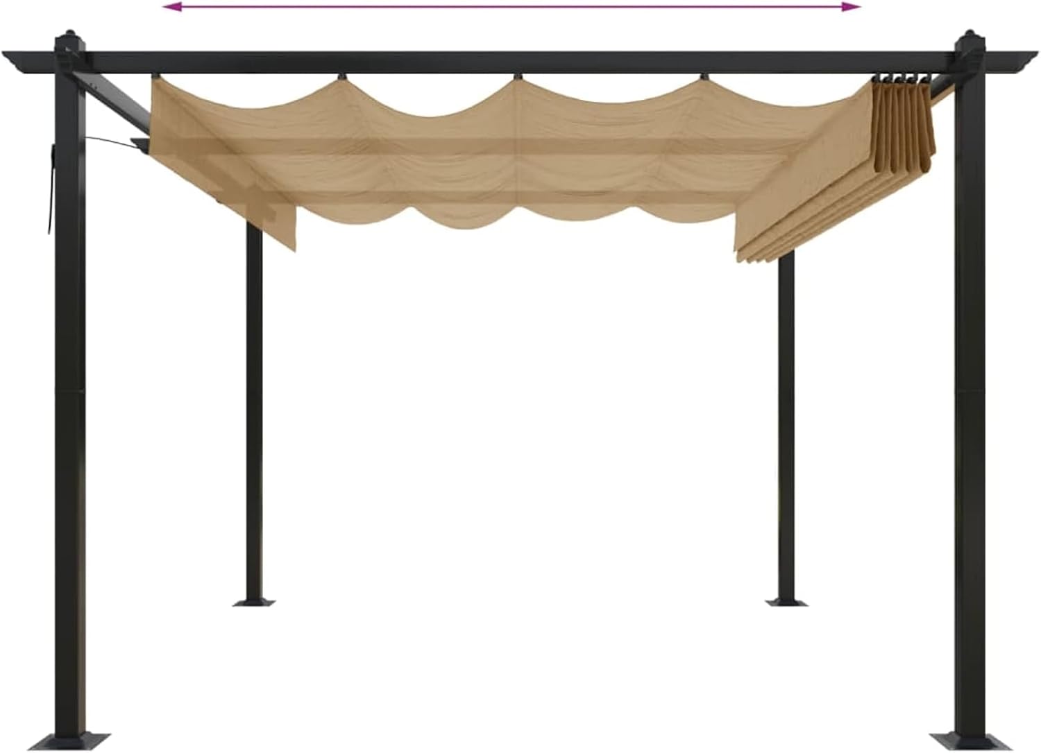 Tonnelle de jardin - toit extensible, étanche - 3x3m - taupe