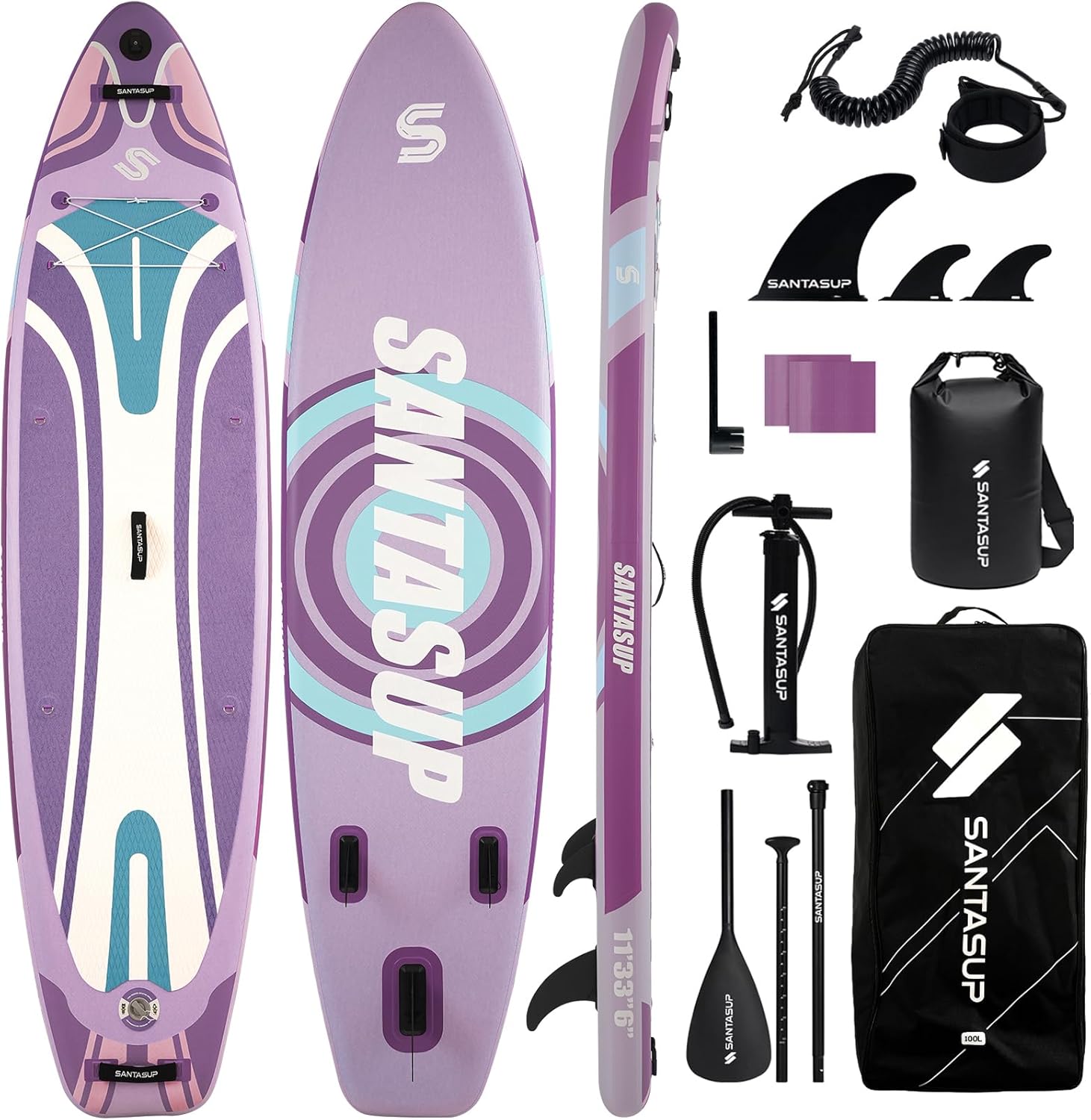 Tableau Gonflable Stand Up Paddle avec Accessoires Sup, Pont EVA antidérapant, Tableau Large 10'6
