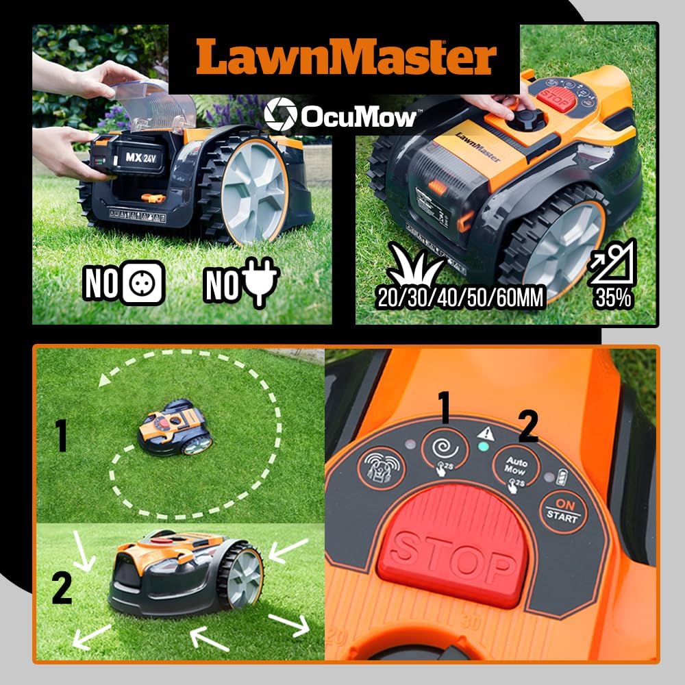 Robot tondeuse autonome 24V 8Ah, sans fil périmétrique, simple usage