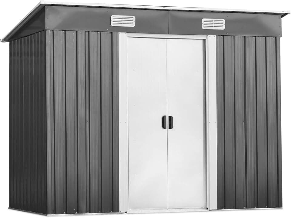 jardinite - abri de jardin extérieur, 238x131x181 cm, 2 portes coulissantes