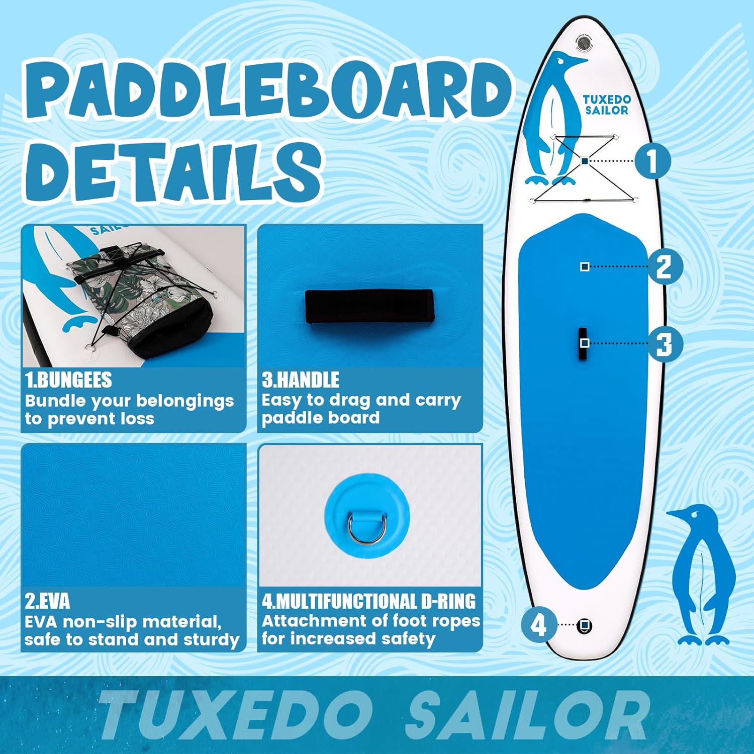 jardinite Paddle Gonflable Adulte, Planche de Stand Up Paddle Gonflable Sup Paddle Board Gonflable Planche à Pagaie Gonflable avec Accessoires Complets
