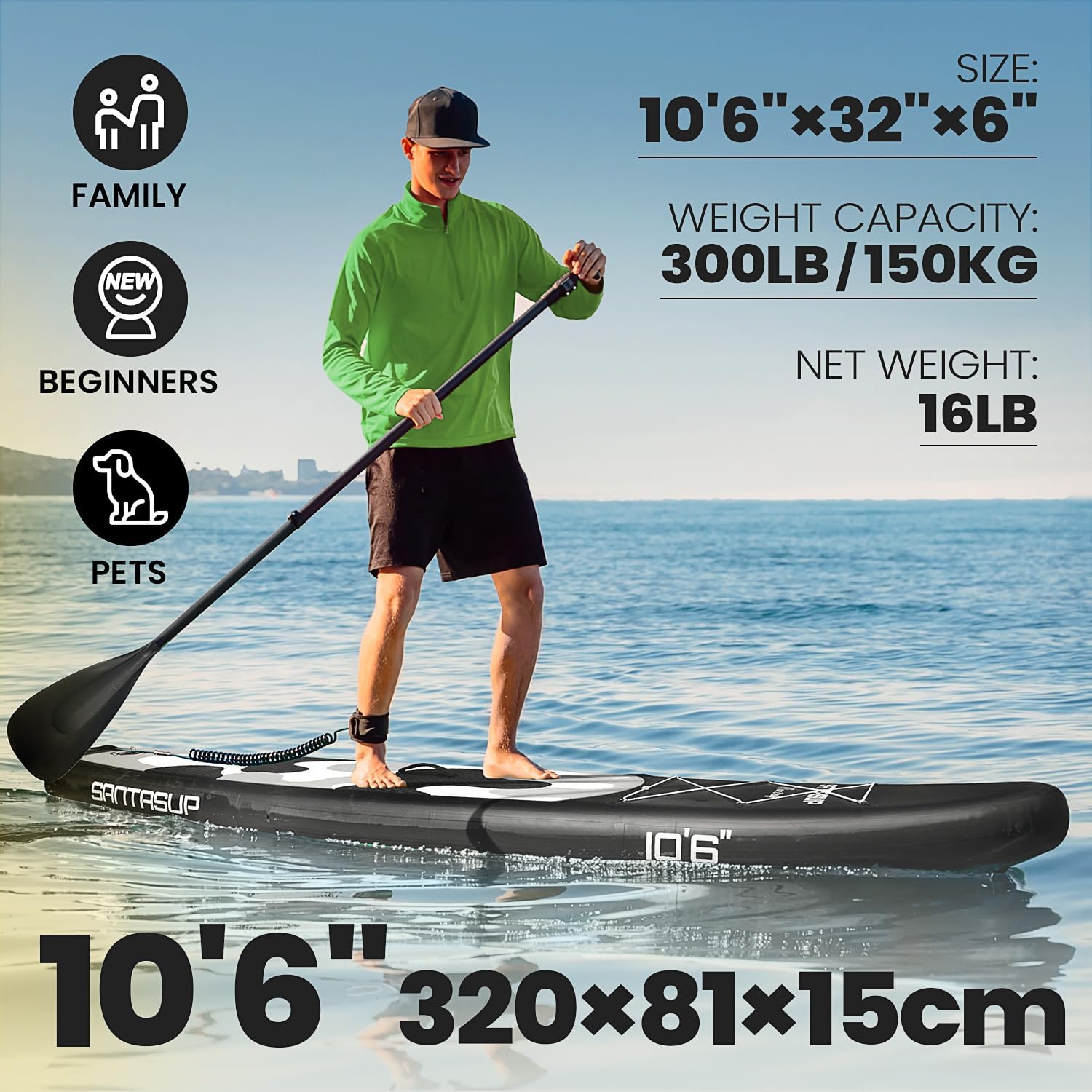 Stand Up Paddle gonflable - EVA antidérapant - 10'6