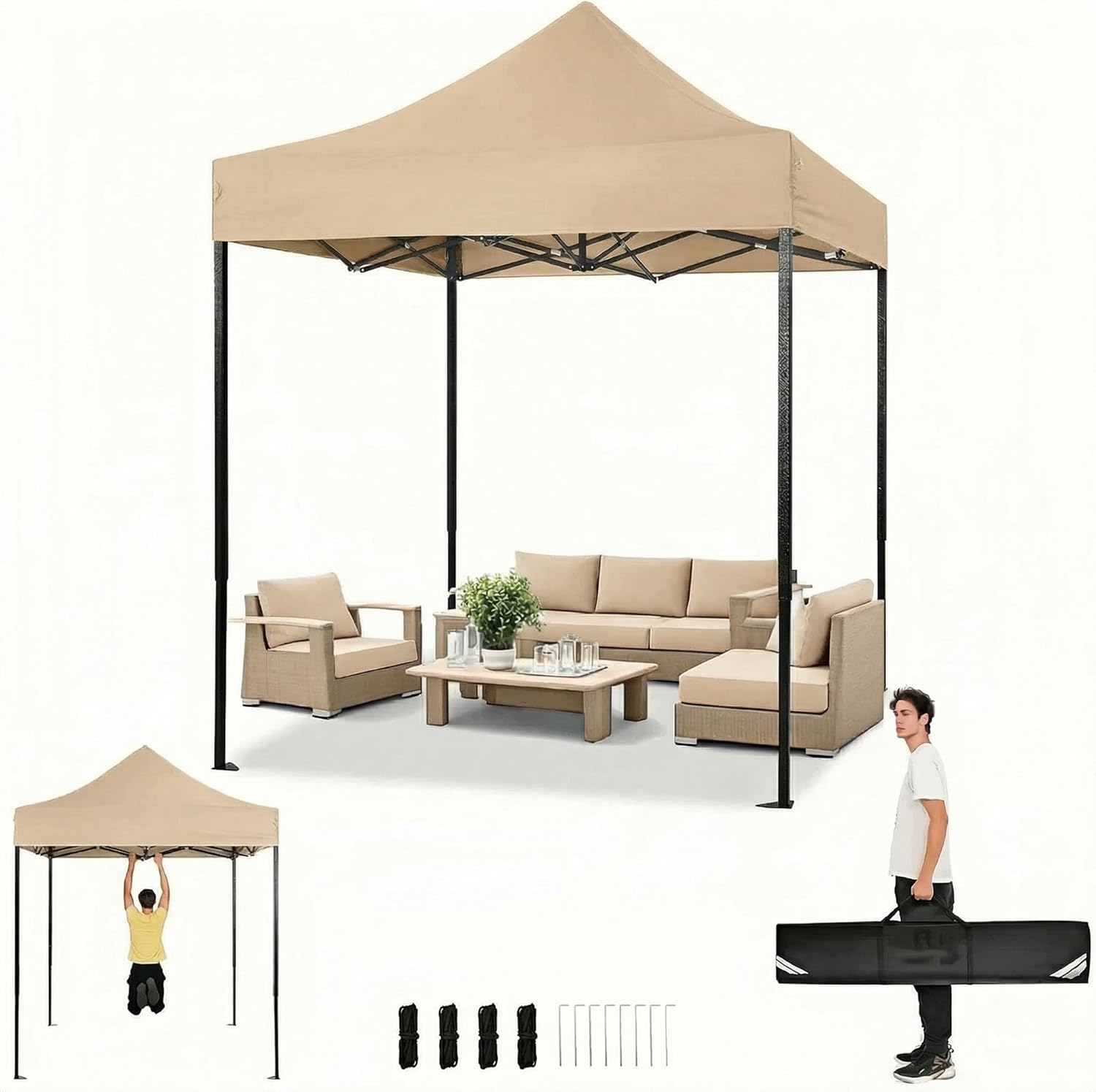 Tooluck - Auvent pop-up - 25,4x50,8 cm - 6 parois, UPF 50+, imperméable