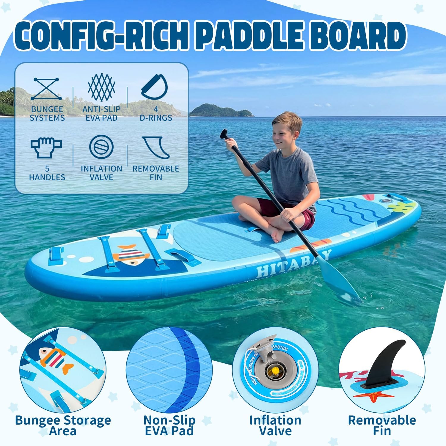 Planche de Surf Gonflable - Accessoire Complet Stand Up Paddle Board Gonflable pour Enfant Jeunesse