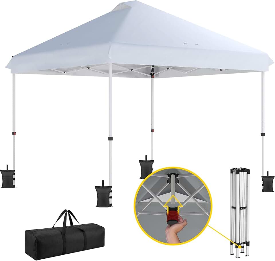 jardinite - Tonnelle Pliante Pop-up - 3x3m - UPF50+, Hauteur réglable, Blanc